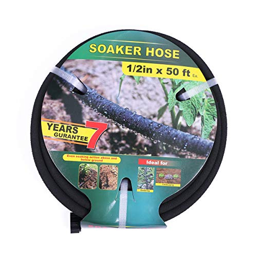 Taisia 1/2 inch Soaker Hose 50ft Lead Free Saves 70 Water Perfect Delivery of Water Great for Garden Flower Bed (1-2-50FT-P)