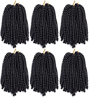 6 Pack Roktress Spring Twist Crochet Braiding Hair 8 Inch Bomb Twist Crochet Braids Ombre Colors Low Temperature Kanekalon Synthetic Fluffy Hair Extensions 15 Strands 55g/Pack (8inches, 1B#)