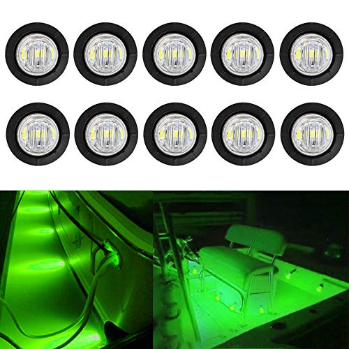 NBWDY 10pcs Green 12V Waterproof Marine Boat Lights,Utility Led Interior Lights Boat Deck Courtesy Cockpit Decoration Light Boat Navigation Lights for Yacht Boat Bow Stern Fishing Pontoon Kayak