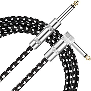 Donner Guitar Cable 10 ft Premium Electric Instrument Bass Cable AMP Cord 1/4 Right Angle to Straight Black White