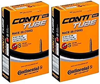 Continental Race 28 700x20-25c Bicycle Inner Tubes - 42mm Long Presta Valve - 2 Pack w/ Conti Sticker