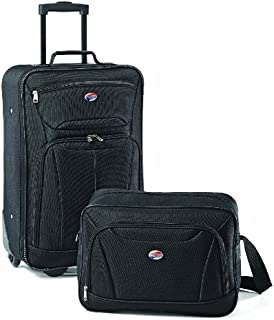 American Tourister Fieldbrook II Softside Upright Luggage Set, Black, 2-Piece (tote/21)