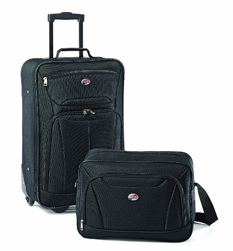 American Tourister Fieldbrook II Softside Upright Luggage Set, Black, 2-Piece (tote/21)