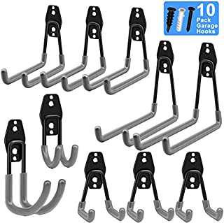 Garage Hooks, Inteli-topia Steel Garage Storage Hooks Utility Double Heavy Duty for Organizing Power Tools, Ladders, Bikes, Bulk Items, Pack of 10