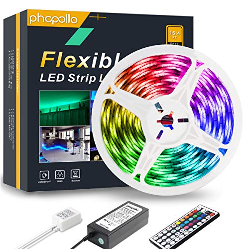 Phopollo Waterproof Led Strip Lights Color Change 16.4ft