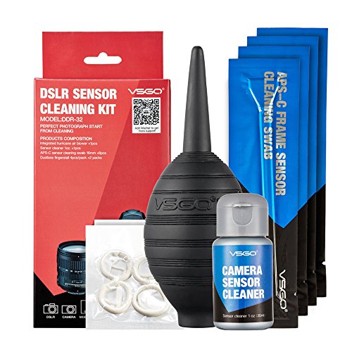 VSGO 4 in 1 Professional DSLR Camera Sensor Cleaning Kit with Air Blower APS-C CCD CMOS Sensor Cleaning Swab