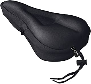 Zacro Gel Bike Seat Cover- BS031 Extra Soft Gel Bicycle Seat - Bike Saddle Cushion with Water&Dust Resistant Cover (Black)