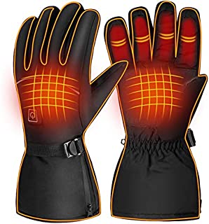 DERCLIVE Heated Gloves Winter Electric Battery Powered Hand Warmer Gloves with 3 Temperature Level for Skiing Climbing Hiking Cycling,Black