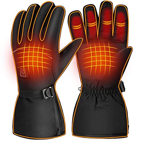 DERCLIVE Heated Gloves Winter Electric Battery Powered Hand Warmer Gloves with 3 Temperature Level for Skiing Climbing Hiking Cycling,Black