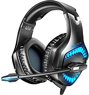 RUNMUS Gaming Headset for New Xbox One, PS5, PS4, PC Headset with Stereo Sound, Noise Canceling PS4 Headset with Mic & LED Light, Over-Ear Headphones for PC PS5 Mac Switch