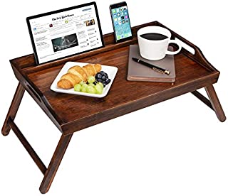 Rossie Home Media Bed Tray with Phone Holder - Fits Up To 17.3 Inch Laptops and Most Tablets - Espresso Bamboo - style No. 78112