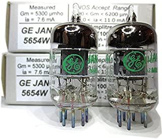 Riverstone Audio - Tested/Matched Pair (2 Tubes) 7-Pin GE JAN 5654W Fully-Tested Vacuum Tubes - Upgrade for 6AK5 / 6J1 / 6J1P / EF95 - GE 5654W Platinum Grade Pair