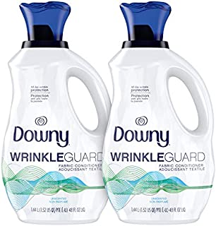 Downy Wrinkleguard Liquid Fabric Conditioner (Fabric Softener), Unscented, Wrinkle Guard Bottles, 48 Fl Oz, Pack of 2