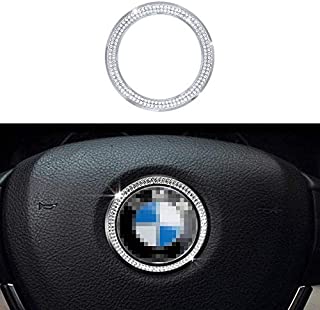 Steering Wheel Logo Caps for BMW Accessories Parts 45mm Trim Covers Decal Sticker Bling Interior Decorations 3 4 5 Series X3 X5 E30 E36 E34 E39 F30 F34 F36 F15 G01 G30 G31 Crystal Silver