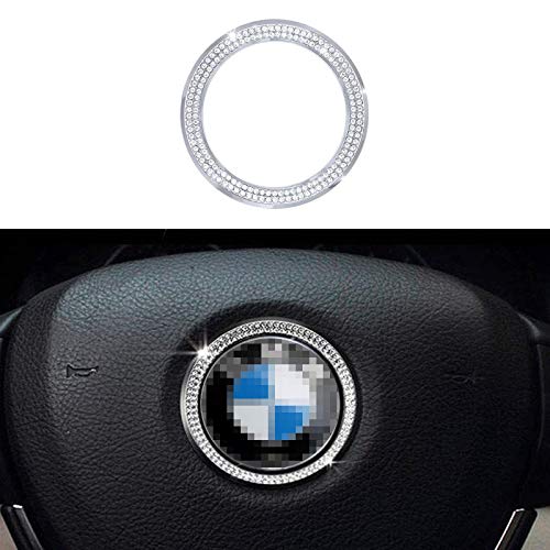 Steering Wheel Logo Caps for BMW Accessories Parts 45mm Trim Covers Decal Sticker Bling Interior Decorations 3 4 5 Series X3 X5 E30 E36 E34 E39 F30 F34 F36 F15 G01 G30 G31 Crystal Silver