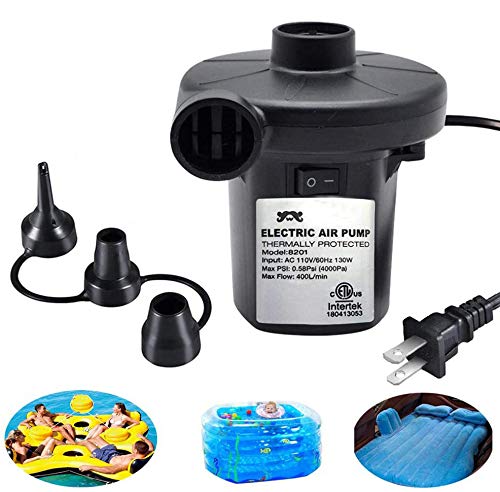 Electric Air Pump for Inflatables, ONG NAMO Quick Air Pump with 3 Nozzles for Air Mattresses Beds Boats Swimming Ring Inflatable Pool Toys 110V AC (130W)