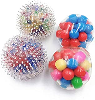 Lucakuins Stress Relief Balls Toys, DNA Squeeze Balls Toys Colorful Stress Ball, Relieve Stress Hand Exercise Tool for Kids/Adults (Multicolor, 4Pcs)