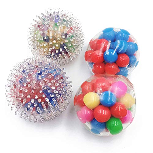 Lucakuins Stress Relief Balls Toys, DNA Squeeze Balls Toys Colorful Stress Ball, Relieve Stress Hand Exercise Tool for Kids/Adults (Multicolor, 4Pcs)