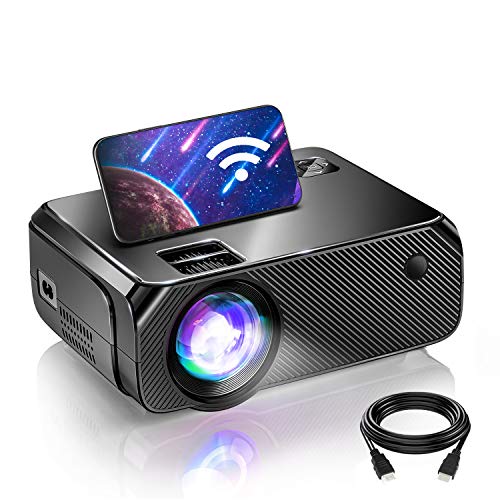 Bomaker 2021 Upgraded Native HD WiFi Mini Projector, Native 1280x720P, 200 ANSI Lumen TV Projector, Wireless Portable Outdoor Movie & Gaming WiFi Projector, for TV Stick, Laptop, PS4, Android