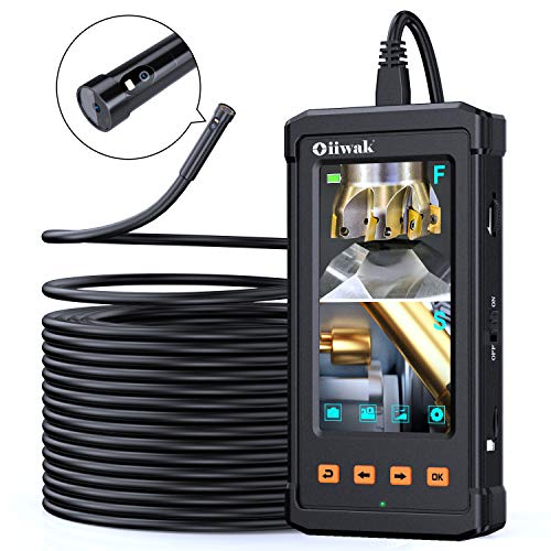 50FT Dual-Screen Borescope Camera[Latest], Oiiwak Dual Lens Endoscope for Industrial Sewer Pipe Drain Plumbing Inspection Camera Snake with Light IP68 Waterproof(15m)