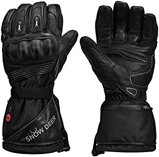 Heated Motorcycle Gloves,7.4V 2200MAH Electric Rechargeable Battery Waterproof Riding Gloves Men Women for Winter Biking Cycling Hunting Fishing Ski Snow Insulated Gloves, Hand Warmer Arthritis(S)