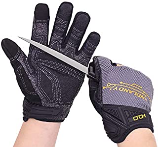 HANDLANDY Mens Work Gloves, LEVEL 5 Cut Resistant Mechanics Gloves, Tear & Abrasion Resistant Safety Gloves for Work (Large)