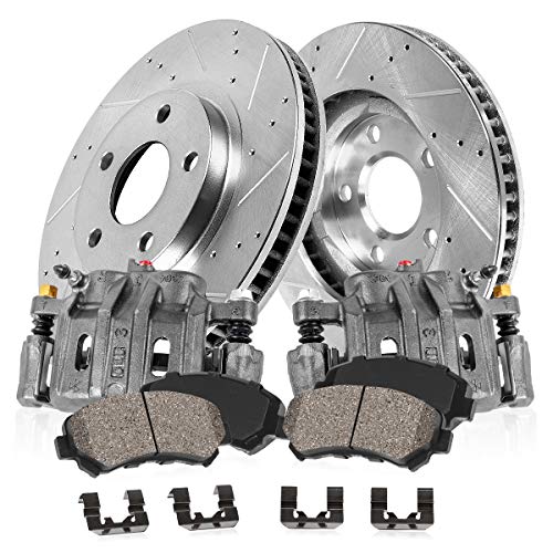 Callahan CCK07238 [2] FRONT OEM Brake Calipers + [2] D/S Rotors + Ceramic Pads + Hardware [fit Dodge Ram 1500 2500 3500]