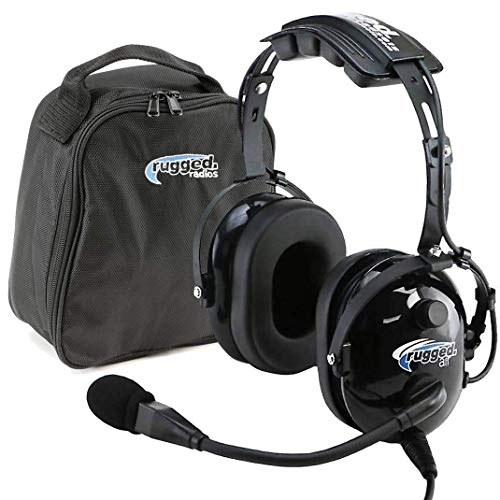 Rugged Air RA200 General Aviation Pilot Headset Features Noise Reduction, GA Dual Plugs, MP3 Music Input and Includes Headset Bag