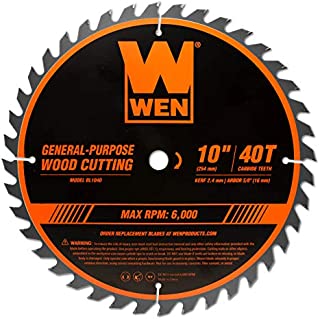 WEN BL1040 10-Inch 40-Tooth Carbide-Tipped Professional Woodworking Saw Blade for Miter Saws and Table Saws