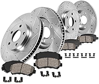 Callahan CDS02235 FRONT 320mm + REAR 299.83mm D/S 5 Lug [4] Rotors + Ceramic Pads + Clips [ fit Audi A4 A5 Allroad Q5 ]