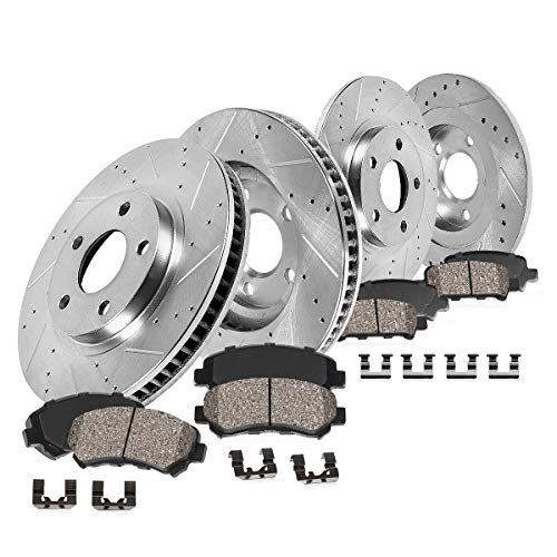 Callahan CDS02235 FRONT 320mm + REAR 299.83mm D/S 5 Lug [4] Rotors + Ceramic Pads + Clips [ fit Audi A4 A5 Allroad Q5 ]