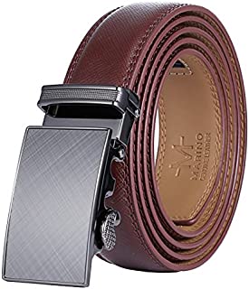 Marino Mens Genuine Leather Ratchet Dress Belt With Automatic Buckle, Enclosed in an Elegant Gift Box - Radiant Ore - Umber - Adjustable from 28