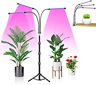 Grow Light with Stand & Clip, SUWITU 3 Head Double Use Clip-on Grow Light for Indoor Plants with 3/9/12H Timer, 3 Modes 60 LED Full Spectrum Floor Plant Growing Lamp Adjustable Tripod 15-48 Inch