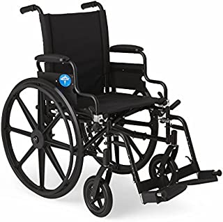 Medline Premium Ultra-lightweight Wheelchair with Flip-Back Desk Arms and Swing-Away Leg Rests for Easy Transfers, Black, 20