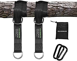 CANWAY Set of 2 Tree Swing Straps Hanging Kit Holds Max 2200 LB with Two Heavy Duty Carabiners (Stainless Steel) - Camping Hammock Accessories (5ft)