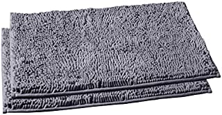 LuxUrux Bathroom Rug Mat SetExtra-Soft Plush Bath mat Shower Bathroom Rugs 16 x 24 inch Set,1'' Chenille Microfiber Material, Super Absorbent. (Rectangular Mini Set, Dark Gray)