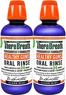 TheraBreath Healthy Gums Periodontist Formulated 24-Hour Oral Rinse with CPC, Clean Mint, 16 Ounce (Pack of 2)