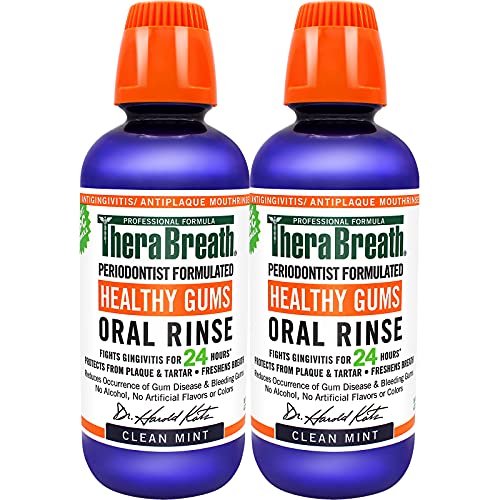 TheraBreath Healthy Gums Periodontist Formulated 24-Hour Oral Rinse with CPC, Clean Mint, 16 Ounce (Pack of 2)