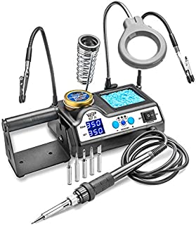 WEP 927-IV 60 Watt Soldering Iron Station - Double Digital LED Display, Sleep Function, C/F, 5 Extra Tips, Mini Mag Lamp, 2 Helping Hands, Solder Roll Holder, Brass Sponge w/Flux & Wet Sponge