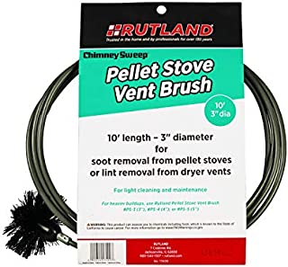 Rutland 3-Inch Pellet Stove/Dryer Vent Brush with 10-Feet Handle