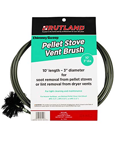 Rutland 3-Inch Pellet Stove/Dryer Vent Brush with 10-Feet Handle