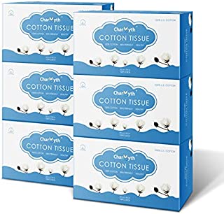 Charmyth Cotton Tissues for Face Unscented Soft Cleansing Cotton USA Disposable Face Towel Dry Wipes for Baby for Sensitive Skin Facial Cotton Tissue (600 Count)