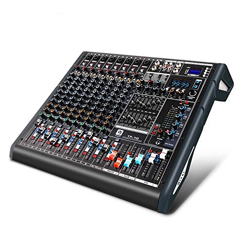 Vangoa TF10 Professional Audio Mixer, 10 Channel Bluetooth Mixing Console with Dual 99 DSP, 4-band EQ, 4 Aux, 2 FX, 48V Phantom, USB, Recording