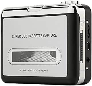 Reshow Cassette Player  Portable Tape Player Captures MP3 Audio Music via USB  Compatible with Laptops and Personal Computers  Convert Walkman Tape Cassettes to iPod Format (Silver)