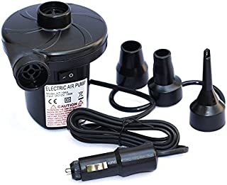 LotFancy Electric Air Pump, 12V DC Air Pump for Inflatables, Portable Inflator/Deflator Pumps for Kayaks, Outdoor Camping, Air Mattress, Air Bed Raft Pool Toys, with 3 Nozzles, Quick-Fill