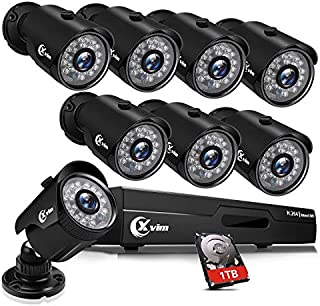 XVIM 8CH 1080P Security Camera System Outdoor with 1TB Hard Drive Pre-Install CCTV Recorder 8pcs HD 1920TVL Outdoor Home Security Surveillance Cameras Night Vision Easy Remote Access Motion Alert