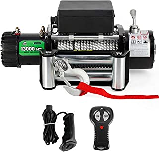 Powersports Winch for Jeep, OFF ROAD BOAR 12V DC Electric Winch Kit for ATV/UTV, 13000Lb. Load Capacity IP67 Waterproof Towering Winch with Steel Wire Rope, Wireless/Hand Remote Controller