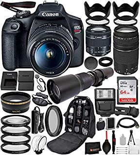 Canon EOS Rebel T7 Digital SLR Camera with EF-S 18-55mm IS II (2727C00 USA), Canon EF 75-300mm Lens and 500mm PRESET Lens with T-Mount Adapter and 22PC Professional Bundle