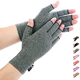 Arthritis Gloves by Duerer, Compression Gloves for RSI, Carpal Tunnel, Rheumatiod, Tendonitis, Fingerless Hand Thumb, Small Medium Large XL for Pain Relief Women Men(Gray, Medium)