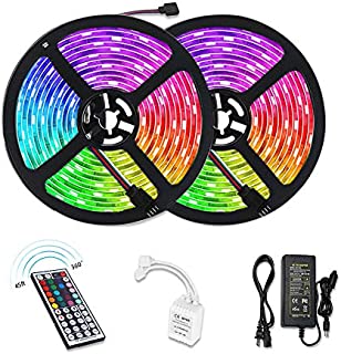 LUNSY RGB LED Light Strips with RF Remote, 32.8ft, Waterproof IP65,SMD 5050,Dimmable LED Flexible Strip Light for Interior, living room, bedroom, etc.